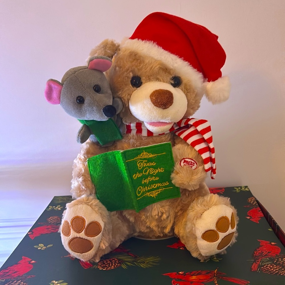 Storytelling Santa Bear & Mouse Animated Plush